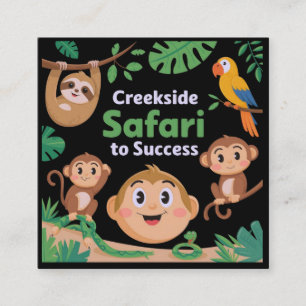 Creekside Safari to Success Wildlife Design Square Business Card