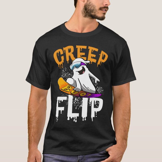 Creep Flip Ghost  Women Ghost Scary Halloween Day  T-Shirt (Front)