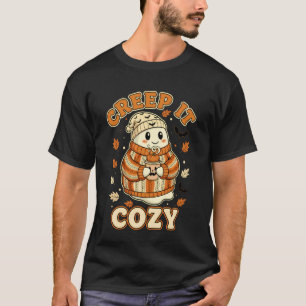 Creep It Cosy Halloween Ghost Pumpkin Spice Fall T-Shirt