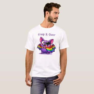 🦇🌈Creep It Queer Eyepatch Rainbow Bat T-Shirt