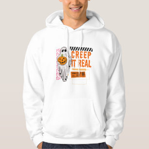 Creep It Real: Black and Orange Spooky Halloween Hoodie