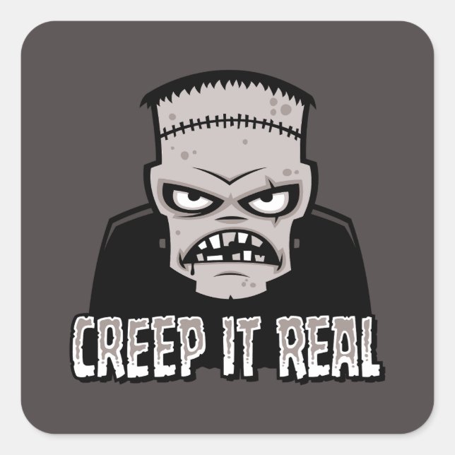 Creep It Real Classic Horror Frankenstein Design Square Sticker (Front)