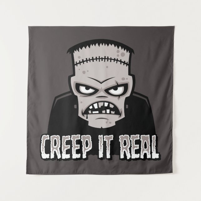 Creep It Real Classic Horror Frankenstein Design Tapestry (Front)
