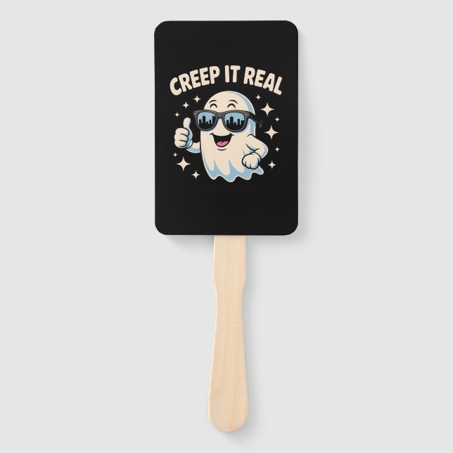 Creep It Real, Cute Halloween Ghost Hand Fan (Front)