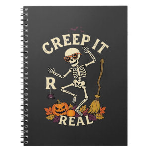 Creep It Real Dancing Skeleton Pumpkin Broom_1 Notebook