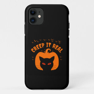 CREEP IT REAL FUNNY CAT HALLOWEEN iPhone 11 CASE
