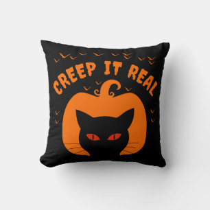 CREEP IT REAL FUNNY CAT HALLOWEEN CUSHION