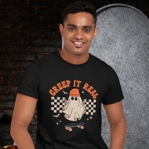 Creep It Real Funny Skater Ghost Halloween T-Shirt