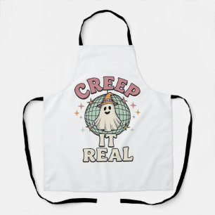 Creep It Real Ghost Disco Halloween Shirt Design_1 Apron