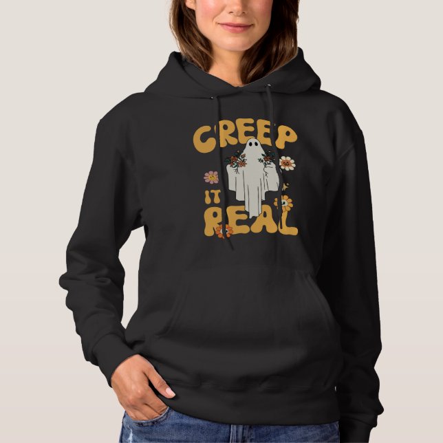 Creep It Real Ghost Halloween Costume Floral Groov Hoodie (Front)