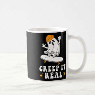 Creep It Real Ghost Halloween Skateboard Boys Skat Coffee Mug