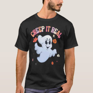Creep It Real Ghost Kids Boys Girls Halloween Cost T-Shirt
