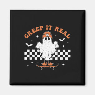 Creep It Real Ghost Skateboard Retro Cute Hallowee Magnet