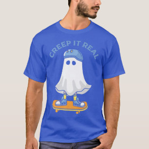 Creep it Real Ghost Skateboard Retro Cute Hallowee T-Shirt