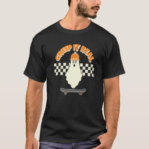 Creep It Real  Ghost Skater Boy Skateboard  Beanie T-Shirt