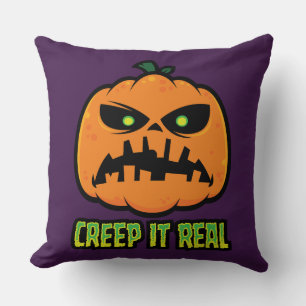 Creep It Real Grumpy Halloween Pumpkin Cushion