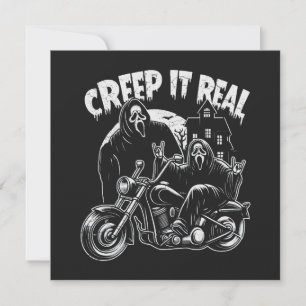 Creep It Real Halloween Biker Ghostface  Holiday Card