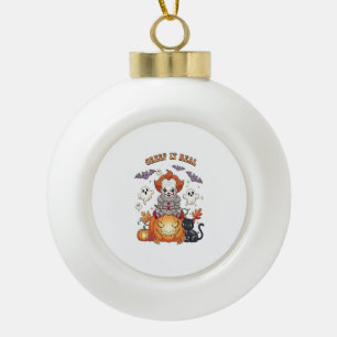 Creep It Real Halloween Clown Ceramic Ball Christmas Ornament