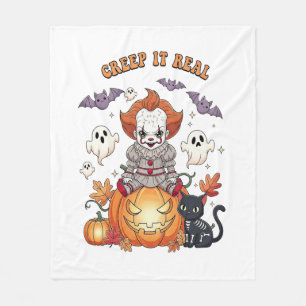 Creep It Real Halloween Clown Fleece Blanket