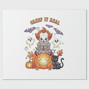 Creep It Real Halloween Clown Wrapping Paper