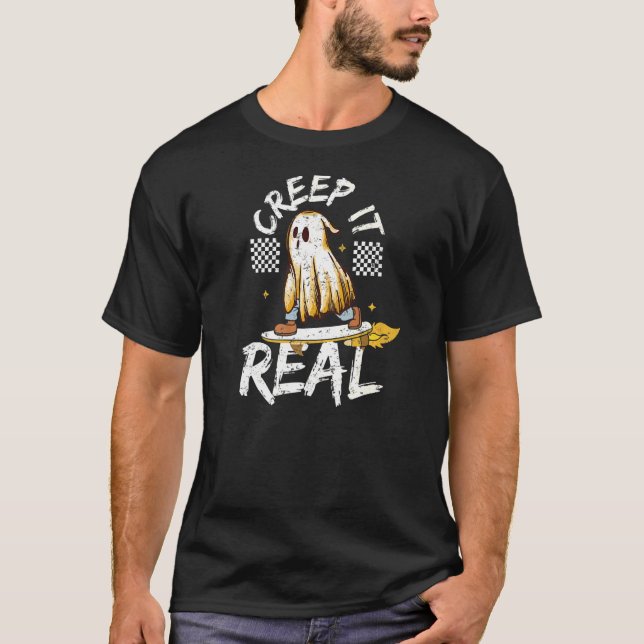 Creep It Real Halloween Creepin Ghost Boy Girl Ska T-Shirt (Front)