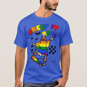 Creep it real Halloween Ghost Skateboard Boo Spook T-Shirt