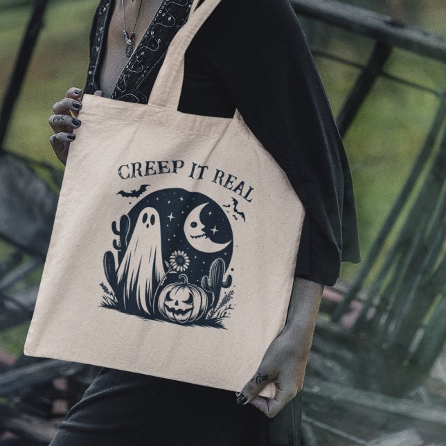 Creep It Real Halloween Ghost Tote Bag (Creator Uploaded)
