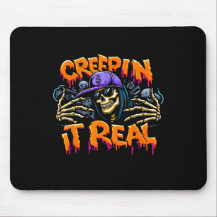 Creep It Real Halloween Hip Hop Skeleton Drug Graf Mouse Pad