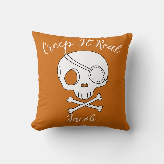 Creep It Real Halloween jack-o-lantern pumpkin Cushion (Front)