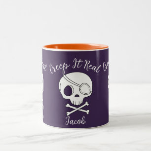 Creep It Real Halloween jack-o-lantern pumpkin Two-Tone Coffee Mug