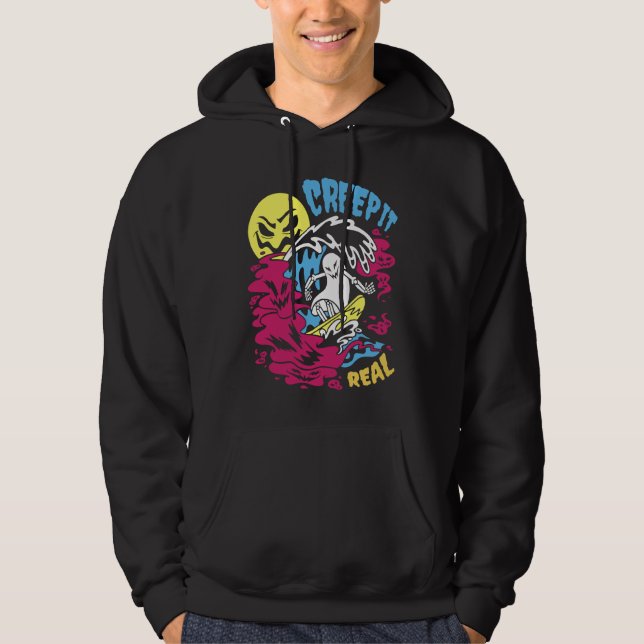 Creep It Real Halloween Men Women Kids Surfing Gho Hoodie (Front)