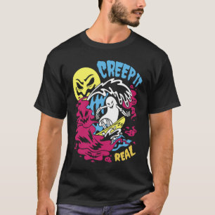 Creep It Real Halloween Men Women Kids Surfing Gho T-Shirt