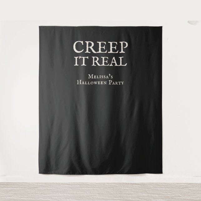 Creep it Real Halloween Party Black Tapestry (Front)
