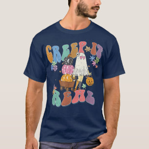 Creep It Real Halloween, Retro Groovy Ghost Trick  T-Shirt