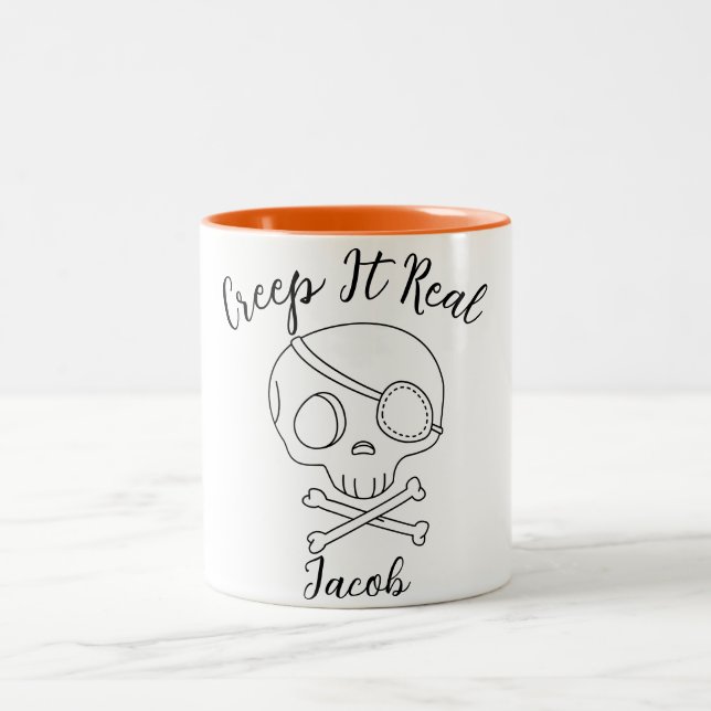 Creep It Real Halloween spooky boo Two-Tone Coffee Mug (Center)