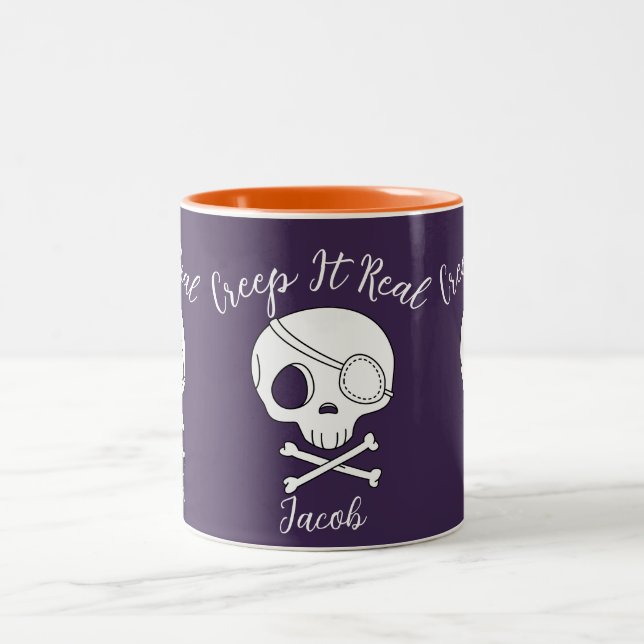 Creep It Real Halloween spooky boo Two-Tone Coffee Mug (Center)