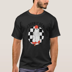 Creep It Real Halloween Spooky Ghost Skateboardin T-Shirt