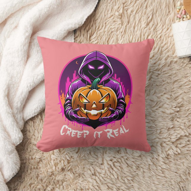 Creep it Real, Horror Halloween illustration Cushion (Blanket)