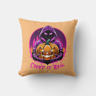Creep it Real, Horror Halloween illustration Cushion