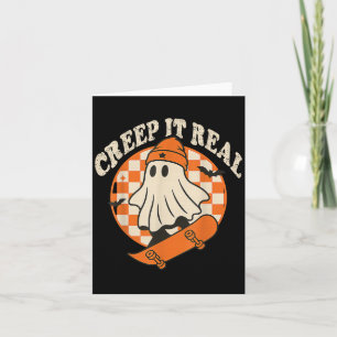 Creep It Real Retro Halloween Party Funny Ghost Sk Card