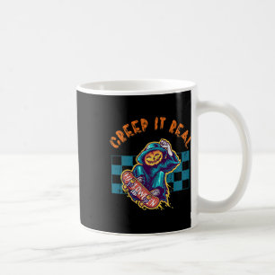 Creep It Real Retro Halloween Pumpkin Skateboardin Coffee Mug