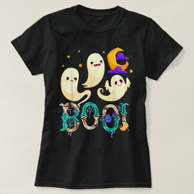 Creep It Real Skateboarding Ghost Retro Halloween  T-Shirt (Design Front)