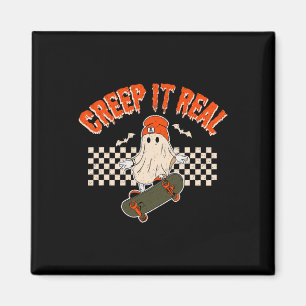 Creep It Real Skateboarding Ghost Ts Retro Hallowe Magnet