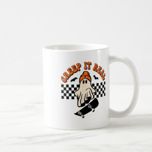 Creep It Real Skateboarding Retro Halloween Ghost Coffee Mug