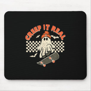 Creep It Real Skateboarding Retro Halloween Ghost  Mouse Pad