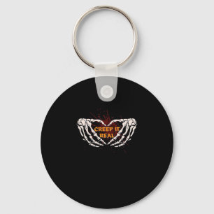 Creep It Real, Skeleton Hands Showing Heart Key Ring