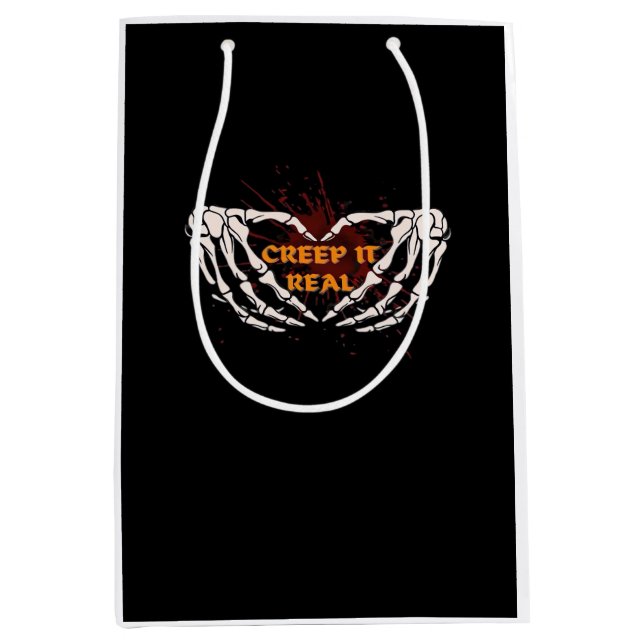 Creep It Real, Skeleton Hands Showing Heart Medium Gift Bag (Front)