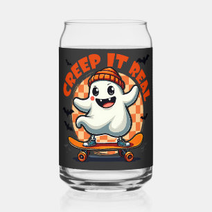 Creep it real Spooky Halloween Ghost Skating Board Can Glass