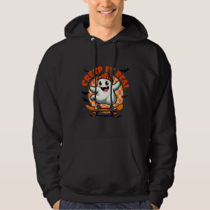 Creep it real Spooky Halloween Ghost Skating Board Hoodie