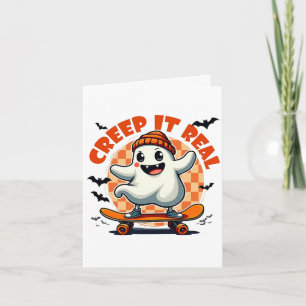 Creep it real Spooky Halloween Ghost Skating Board Invitation